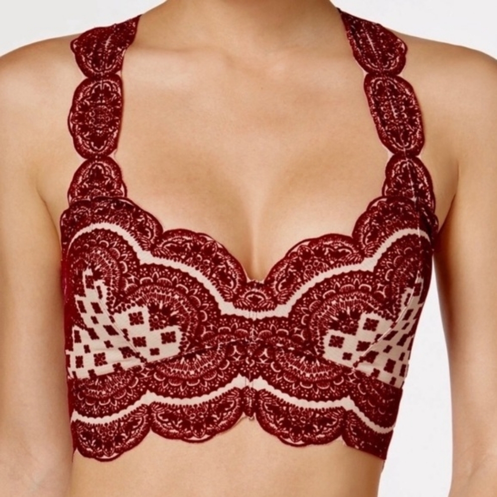 Free People Maroon Lace Bralette